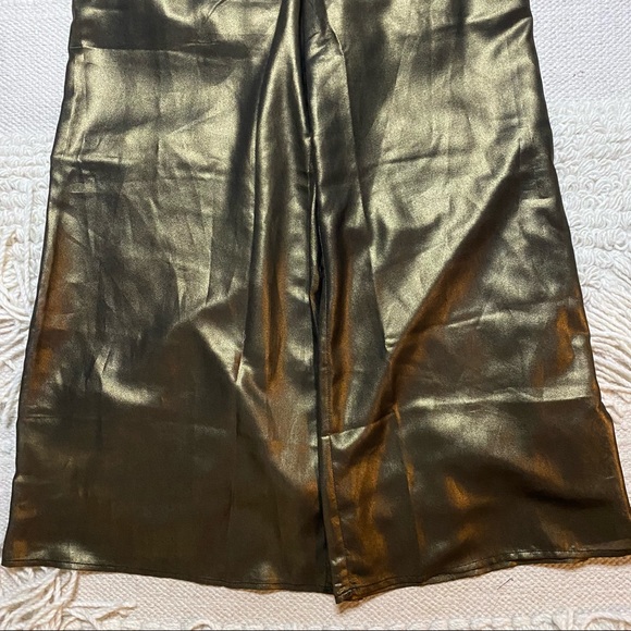 NO OFFERS LPA metallic gold Lurex Pant 664 wide leg crop pants S - Picture 6 of 13